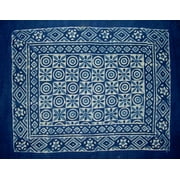 Reversible Cotton Pillow Sham Indigo Blue Dabu Block Print 28" x 24" Indigo Blue