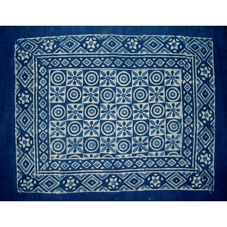 Reversible Cotton Pillow Sham Indigo Blue Dabu Block Print 28" x 24" Indigo Blue