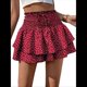 thumbnail image 1 of Mini Shorts con Volantes y Cintura Alta para Mujer Bonitos Shorts Cortos Escalonados con Shorts Debajo Vino Tinto L, 1 of 10