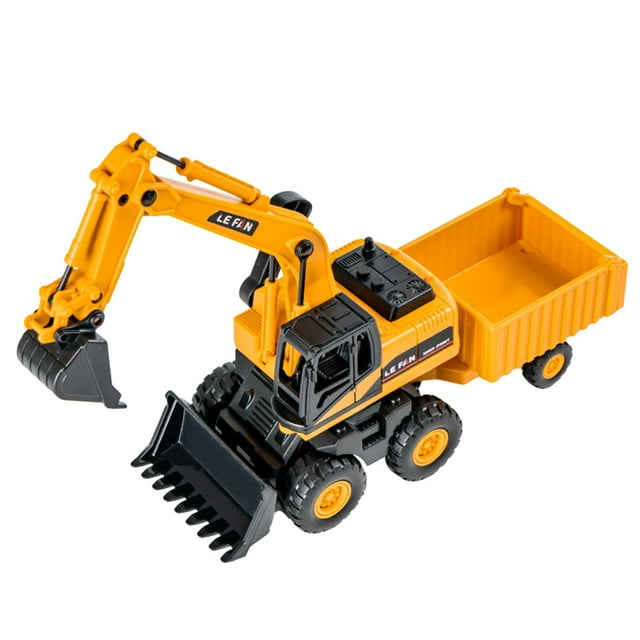 HILABEE Modèle de Camion de Chantier pour Enfants, Ensemble de Jeu de Simulation, Remorque de Chantier Inertielle
