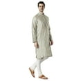 thumbnail image 3 of Ethnix Men's Indian Embroidered Banded Collar Festive Kurta Tunic Pajama Set; Steel Grey; SM, 3 of 4