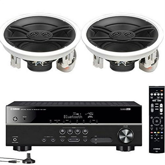 Yamaha 5.1-Channel Wireless Bluetooth 4K A/V Home Theater Receiver   Yamaha Natural Sound Custom Install In-Ceiling 3-Way 100 watts Speaker