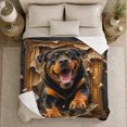 thumbnail image 5 of Dynamic Rottweiler Bursting Through Baroque Frame, Playful Pet Portrait Pattern, Warm Flannel Blanket for Living Room and Bedroom, Dog Lovers Just Because Gift, Pet Lover Home Decor, 5 of 9