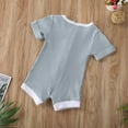thumbnail image 6 of Bagilaanoe Newborn Infant Baby Clothes Short Sleeve Solid Romper Jumpsuit Button Bodysuit Summer Clothes, 6 of 7