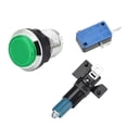 thumbnail image 3 of Juego de botón pulsador de 33 mm redondo, interruptor pulsador LED iluminado de 12V con microinterruptor para juegos de video de arcade, verde, 6 piezas, 3 of 5