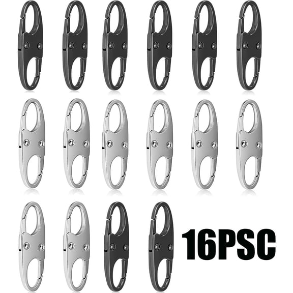 16Pcs Zipper Clips Anti Theft for Backpack,Luggage & Purse,Pull Replacement Zipper Locks,Purse Clip for Travel,Double Opening Zipper Locks Anti Theft(Silver Black)