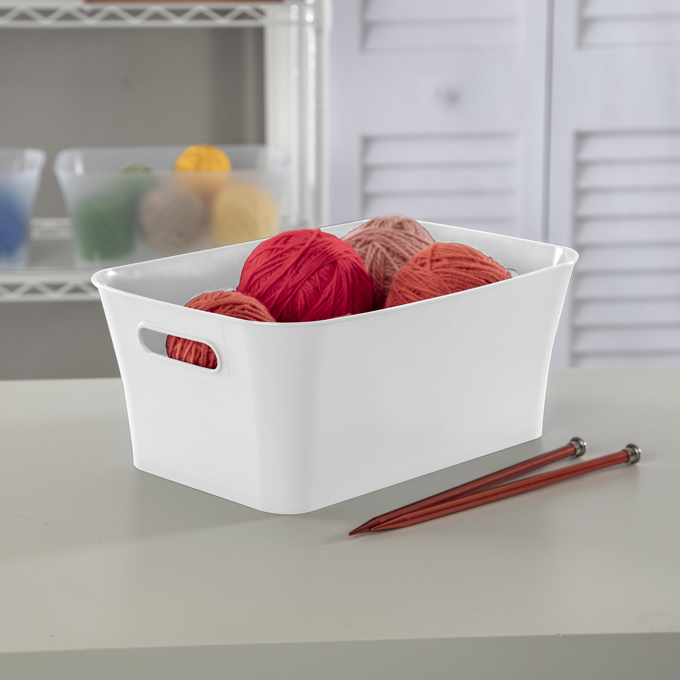 6 pack) Mainstays Medium Bin, Open Plastic Storage Containers