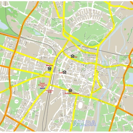 24"x24" Heavyweight Photo Paper Quality Poster: Poznan Street Map - Poznan Poland mappery