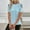 Blue, variant on Women's Casual Oversize Blouses Trendy Lace Hollow Sleeves Shirt Solid Color Round-Neck Shirts Summer Short Sleeved T-Shirts Pullover Top