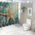 thumbnail image 6 of JRXY Green Star Vintage Starfish Pastel Seafoam Blue Fish Shower Curtain White, 6 of 6