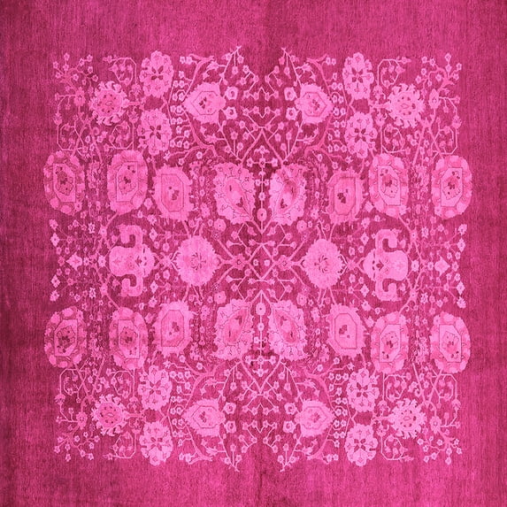 Ahgly Company Indoor Square Oriental Pink Industrial Area Rugs, 3' Square