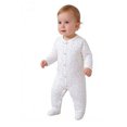 thumbnail image 2 of Bellafa 0-12M Infant Baby Girls' Footed Romper One-Piece Button Snap Cotton Jumpsuit Onesies Long Sleeve Newborn Sping Fall Outfits, 2 of 6