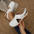 thumbnail image 5 of Wedge Sandals for Women Closed Toe Hollow out Fashion Gladiator Summer Beach Orthopedic Shoes with Hook and Loop White Size 8.5, 5 of 8