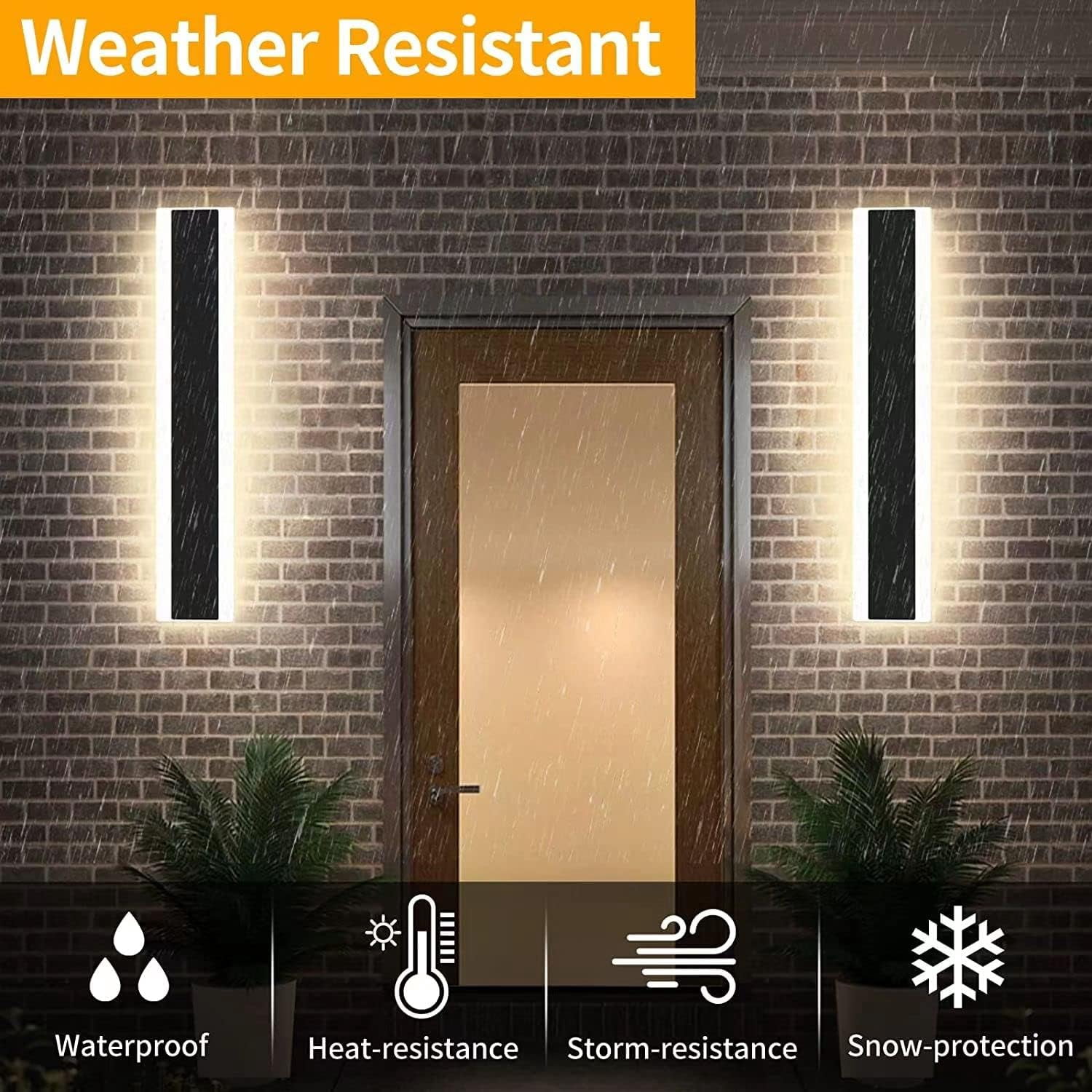11.8inch Modern Outdoor Wall Light 3000K Warm White Linear Outdoor Wall Sconce Waterproof LED Long Outdoor Lights for Garage Garden Exterior
