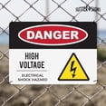 thumbnail image 5 of Danger High Voltage Aluminum Sign | Electrical Shock Hazard Caution Sign | Pre-drilled Mounting Holes, 10" x 14", 5 of 6