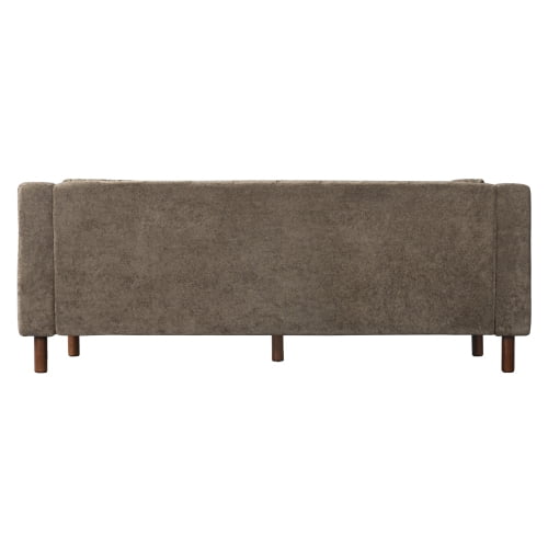 78" Modern 3-Seater Sofa, Chenille Upholstered Couch with Square Arms, Tufted Pillow Back & Walnut Rubber Wood Legs, Multi-Cushion Sofa for Living Room and Apartment, Brown