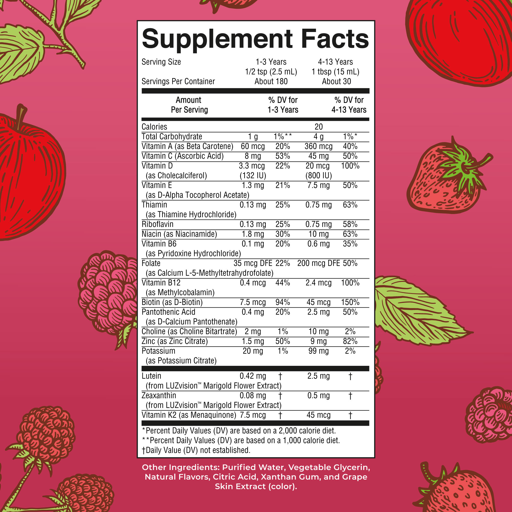 (2 pack) MaryRuth's Kids Liquid Multivitamin with Lutein, Immune Support, Overall Health, Apple Berry Blast Sugar-Free Vegan Gluten-Free Ages 1+, 15.22 fl oz
