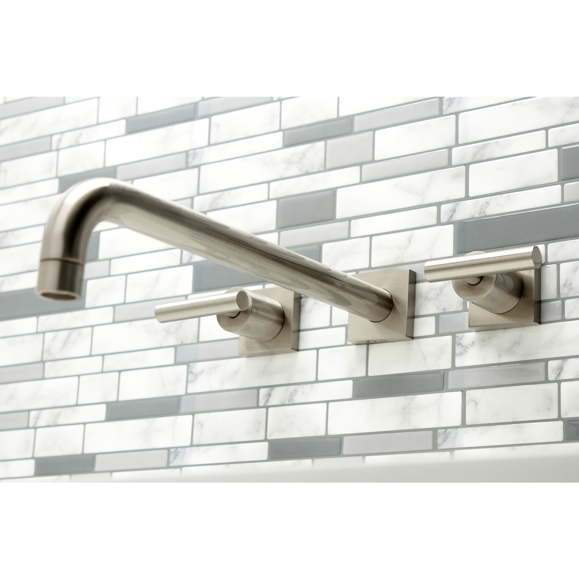 Kingston Brass KS6048CML Manhattan Two-Handle Wall Mount Roman Tub Faucet, Brushed Nickel