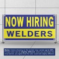 thumbnail image 3 of Now Hiring Welders Welding Jobs 13 oz Heavy Duty Vinyl Banner Welder Jobs Available Help Wanted Sign for Business Advertising Indoor/Outdoor Single-Sided with Metal Grommets (1.5x5 ft, Bl & Ye), 3 of 6