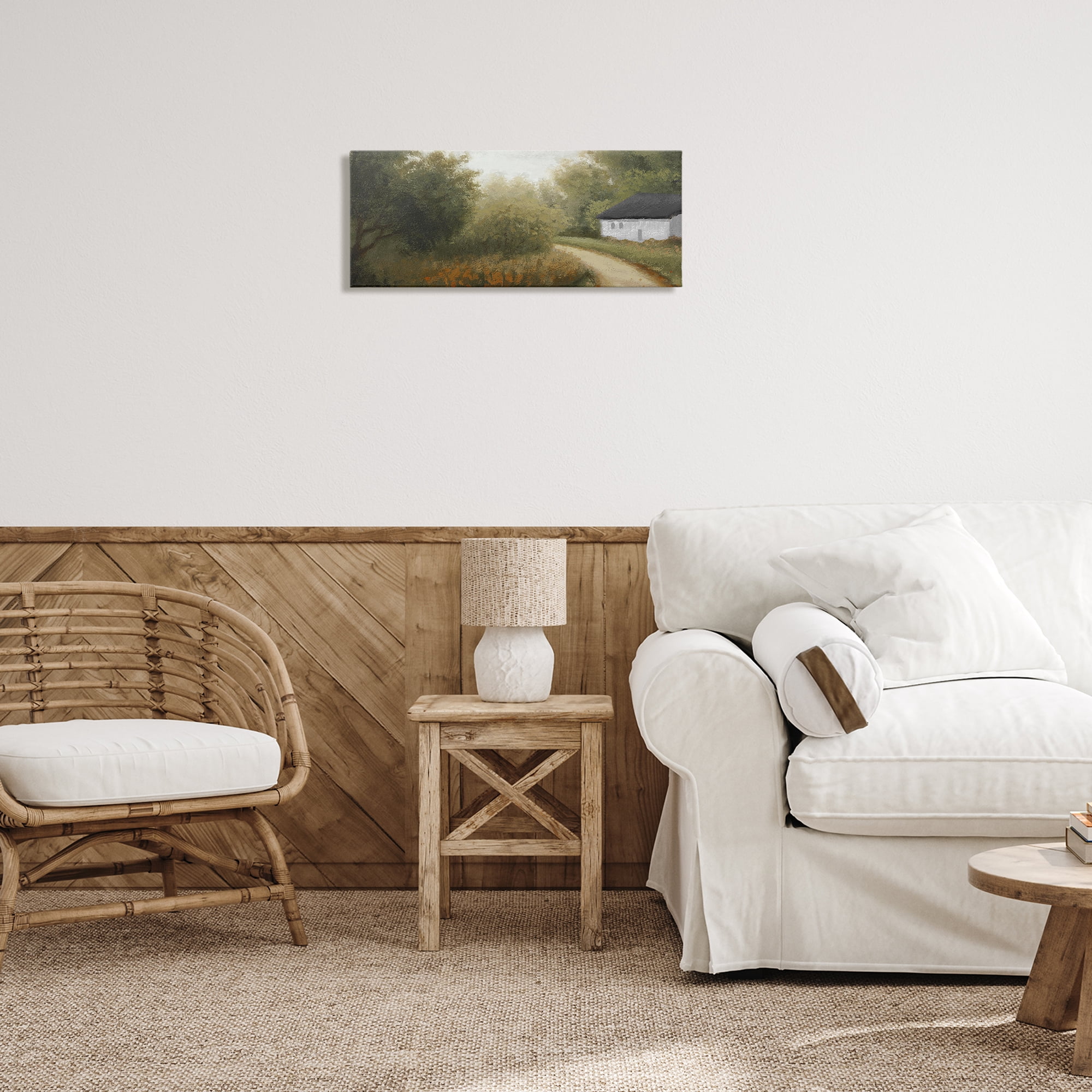 Stupell Industries Charming Country Road Landscape & Nature Painting Wrapped Canvas Art Print Wall Art, 24 x 10