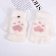 thumbnail image 1 of Guantes de escritura tejidos con dibujos animados para niños y niñas, cálidos, anticongelantes, de invierno, con funda abatible de medio dedo, para niños grandes y estudiantes, 1 of 6