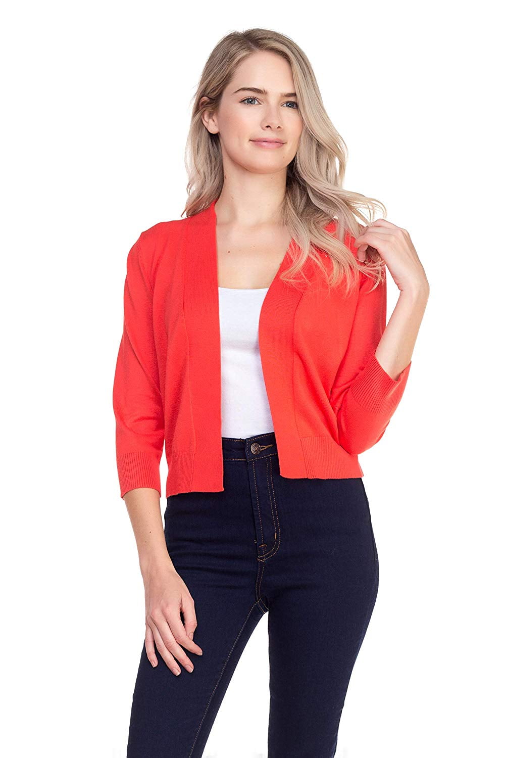 coral cropped cardigan
