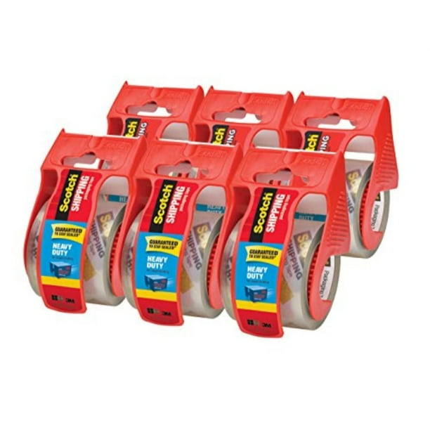 scotch heavy duty shipping packaging tape, 6 rolls with dispenser