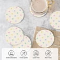 thumbnail image 5 of XMXY Drink Coasters with Holder for Coffee Table, Rainbow Daisy Plaid Absorbent Ceramic Cups Coaster Sets 6 Pack, 4 Inches Round Shape, 5 of 9