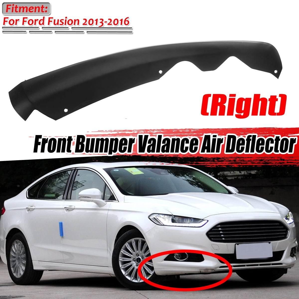 WFLNHB Front Right Side Lower Valances Air Dam Deflector Apron Fit for 2013-2016 Ford Fusion FO1017100 