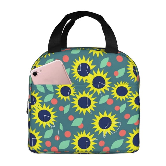 Boho Flower Lunch Bag Tropical Floral Insulated Lunch Box Reusable Portable Cooler Tote Bag For Women Men Work Picnic Office Travel