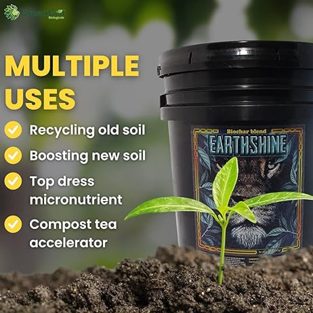 Earthshine Biochar Blend Soil Amendment - Natural & Organic - 5 lb Bag by GreenGro Biologicals