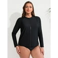 thumbnail image 6 of ANFERRY Plus Size Rash Guards for Women Long Sleeve Full Zip Swim Top Solid Sun Protection Swimsuit, 6 of 7