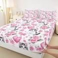 thumbnail image 4 of Erosebridal Girls Cat Kitten Queen Sheet Sets, Valentines Day Rose Bed Set, 4 Pieces, 4 of 5