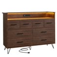 thumbnail image 1 of BeesClover Commode Moderne à 8 Tiroirs avec Lumières DEL, Station de Recharge Intégrée, Grand Rangement, Dimensions 49.08 Pouces x 16.73 Pouces x 35.43 Pouces, Parfaite pour la Chambre, le Salon et l'Entrée, 1 of 8