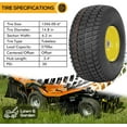 thumbnail image 3 of (2 Pack) WEIZE 15x6.00-6 Tubeless Tire and Wheel Assembly, Replacement Lawn Mower Front Tires, Compatible with John Deere Riding Mowers 100 and 300 Series, 3" Offset Hub, 3/4" or 5/8" or 1/2" Bushing, 3 of 7