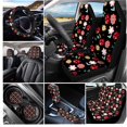thumbnail image 3 of Uorisanigo Colorful Florals Car Front and Rear Cushion Covers Steering Wheel Cover Pillowcase for Cars Water Coaster Gear Lever Cover+Hand Brake Cover Easy to Install 11-Piece, 3 of 7