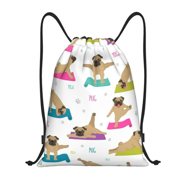 Fotbe Yoga Dogs Poses Bolsa Mochila con Cordón Estampada, Bolsa de Gimnasio Deportiva, Bolsa Cinch, Bolsa con Cordón para Hombres y Mujeres-Medium