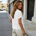 thumbnail image 6 of Kelon Short Sleeve Womens Linen Cotton Tops Vacation Casual Outfits Blouses Dressy Casual Summer Outfits 2026, 6 of 9