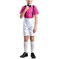 thumbnail image 3 of Pretxorve Kids Boys Short Sleeve Set Solid Collared Shirt Top Lace Suspender Pants Performance Outfits 3-18Y, 3 of 5
