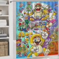 thumbnail image 4 of Juego de 4 cortinas de ducha de Mario con alfombrillas antideslizantes, tapa de inodoro y alfombrilla de baño, cortina de ducha impermeable con decoración de dibujos animados para baño con 12, 4 of 8