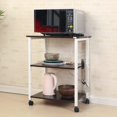 thumbnail image 7 of SogesPower 3-Tier Kitchen Island Microwave Cart with Wheels Kitchen Organizer Storage Shelf Kitchen Cart with Hooks- Black, 7 of 7