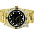 thumbnail image 2 of Mens Full Stainless Steel Black Onyx Dial Simulated Diamond Gold Tone 40mm Presidential Watch, 2 of 8