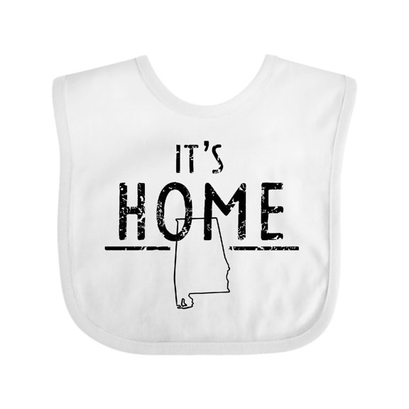 Inktastic It's Home- Alabama State Outline DIstressed Text Boys or Girls Baby Bib