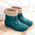thumbnail image 2 of FRSASU Women's Ankle Rain Boots Floral Fleece Lined Waterproof Short Boots Non‑Slip PVC Garden Shoes Green-B, 2 of 7