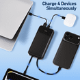 thumbnail image 6 of 49800mAh Power Bank Portable Charger with Built in Cables,4 Outputs 3 Inputs 22.5W Fast Charging with LED Display Battery Pack Compatible for iPhone Charger-Camping,Hiking,Travel Essentials(Black), 6 of 9