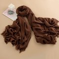 thumbnail image 2 of PRINxy Women’s Solid Breathable Fringe Shawl, Versatile Long Neck Scarf For Road Travel Coffee Runs Casual Daily Days Brown, 2 of 3