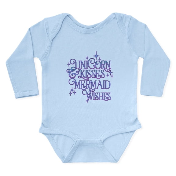 CafePress - UNICORN KISSES And MERMAID WISHES Body Suit - Long Sleeve Cotton Baby Bodysuit