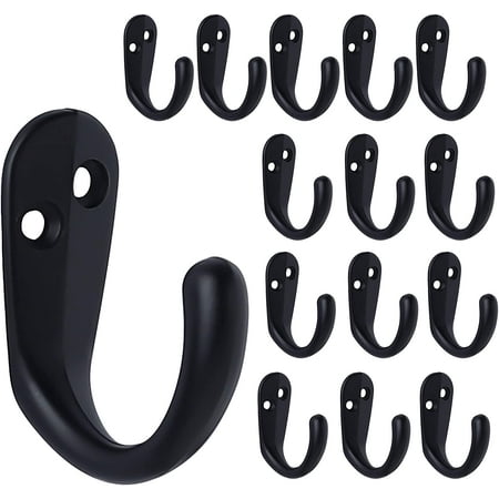 

15PCS Coat Hooks Wall Mounted Single Prong Robe Hook for Hanging Towel Hooks for Bags Hat Cap Scarf Cup