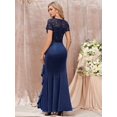 thumbnail image 4 of Blue Sequin Lace Ruffle Mermaid Evening Maxi Dress For Formal Occasions, 4 of 27