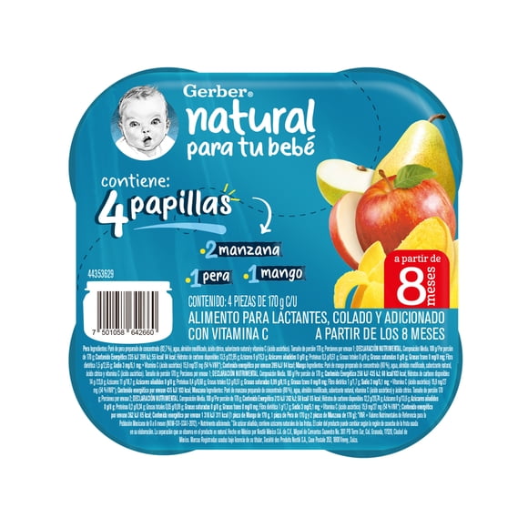 Papilla Gerber etapa 3 varios sabores 4 pzas de 170 g c/u